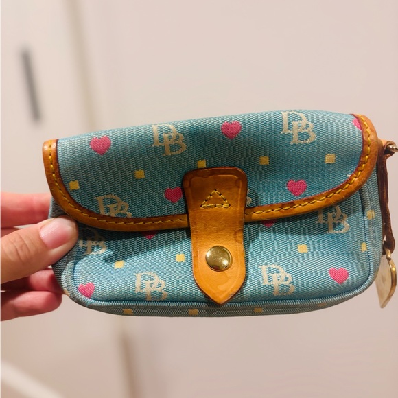 Dooney & Bourke Blue and Brown Wristlet. Mini. - Picture 1 of 5